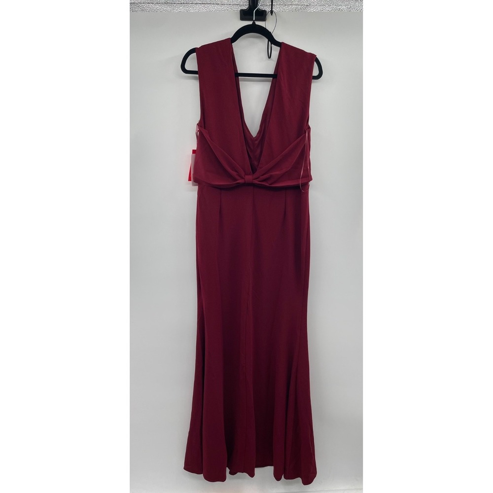 NWT Vow'd Cassava‎ Long Dress Women's 14 Maroon V-Neck Sleeveless Classic Preppy